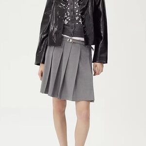 J. Crew Elegant Gray Pleated A-Line Skirt